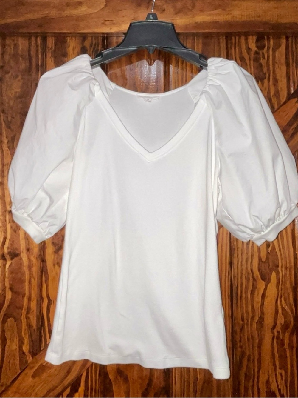 A Lives A Puff Sleeve V-Neck Women's Top